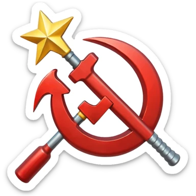 hammer and sickle with solid red background sticker
