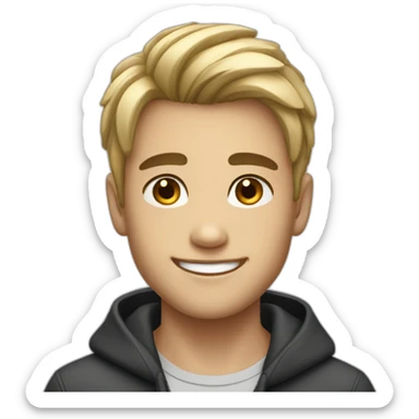 Handsome boy with black shiny hair with bright skin tone smiling sticker