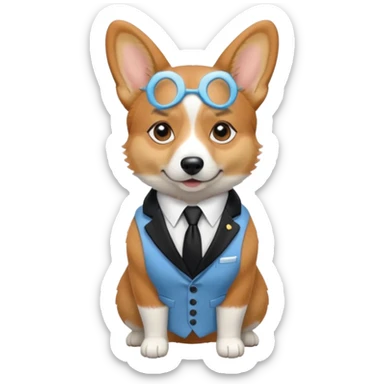 perrita caricatura gorgi gales ejecutiva con ropa celeste claro y corbata negra  sticker