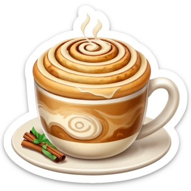 Latte and cinnamon roll sticker