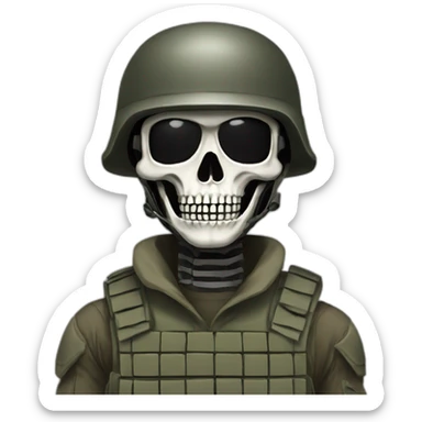 Military soldier with skeleton mask With black military gear sticker