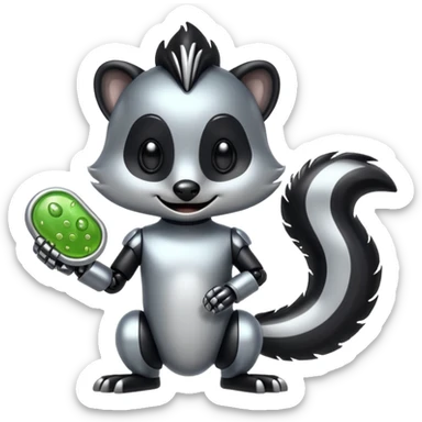 robo skunk with bacteria in samsung emoji style sticker