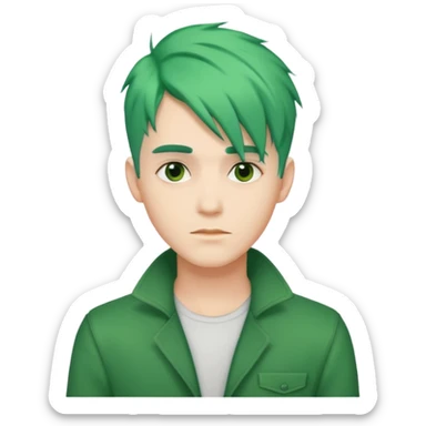 A stylish man with green hair sticker
