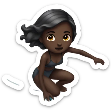 a asthetic dark girl surfing with a bow sticker