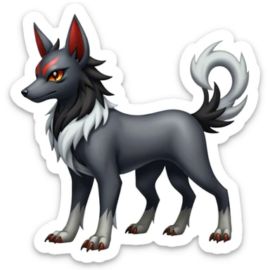 Shiny Exotic Excessive Mysterious Houndoom-Mightyena-Zorua-Pokémon-Fakémon-hybrid-creature (full body) sticker