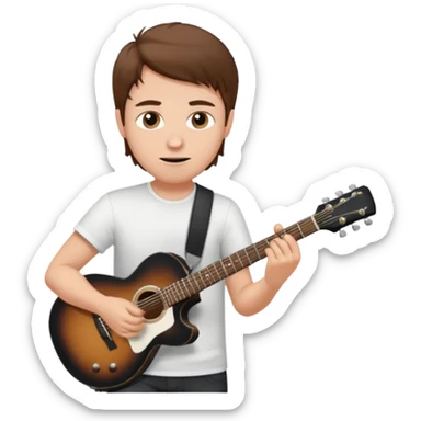 white Guy with brown hair playing a black coloured guitar sticker