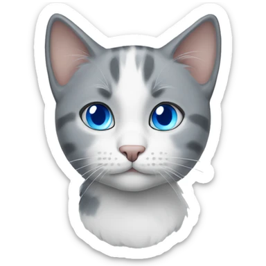 gray and white cat with blue eyes sticker