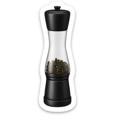 glass pepper mill with black pepper  sticker