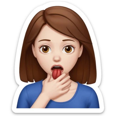 woman with brown hair choking herself out sticker