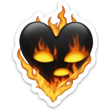 Black heart on fire sticker
