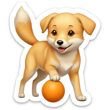 Yellow lab fox color with orange ball sticker