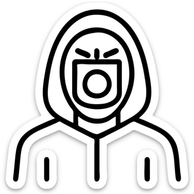 Fourth Squid Game Season 2 character, individual portrait, black and white, no color, simple facial features, dramatic expression sticker