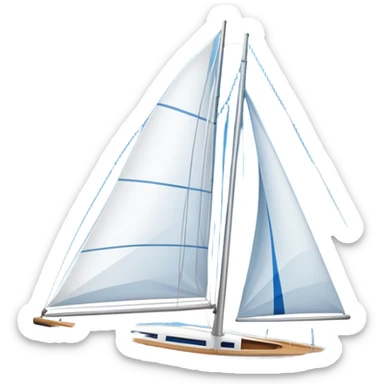An icon featuring a sleek sailboat with billowing sails cutting through the waves. The design includes the boat's mast, a wind-filled sail, and water splashes, symbolizing the thrill and skill of sailing. Transparent background highlights the elegance and power of wind-driven sports. sticker