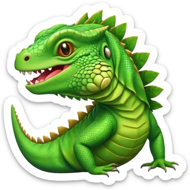 iguana with a happy face sticker