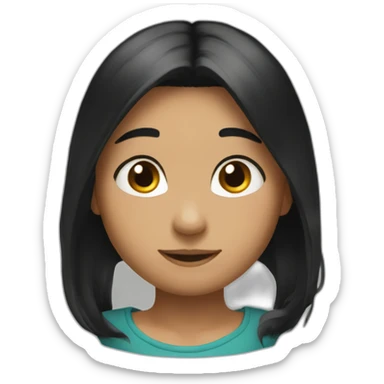 with with chipmunk cheeks black hair sticker