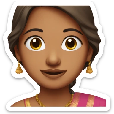 indian girl with brown hair in a pink sari sticker