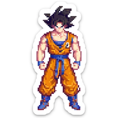 Goku full body, standing in a fighting stance sticker