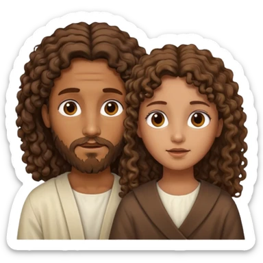 Jesus y una niña morena y crespa  sticker