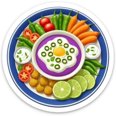 Pakistani dish named chaat its has yougurt and green chilli and vegetables in it mix it all sticker