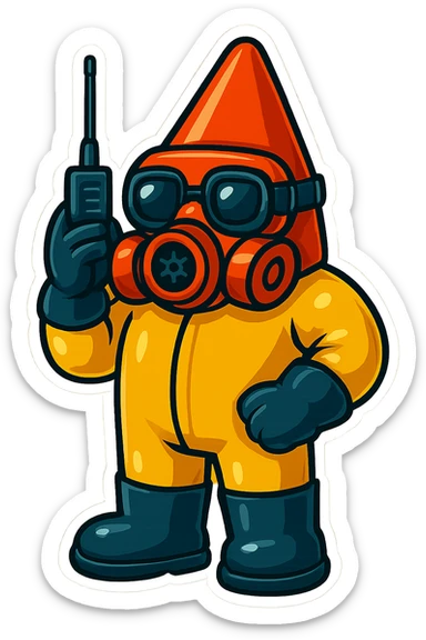 Change the frames of the character's glasses to black, keep everything else the same, in retro sticker style. sticker