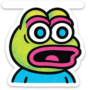 pepe the frog with a surprised face expression in pop mart style sticker