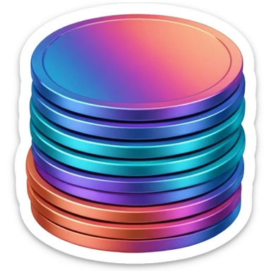 Stack of coins in gradient of turquoise, blue, pink, purple, and coral color sticker
