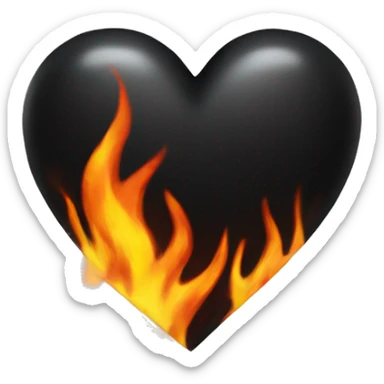black heart in flame sticker