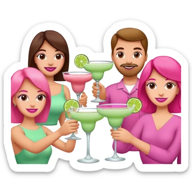 Pink margarita and pale green margarita glasses clinking in celebration  sticker