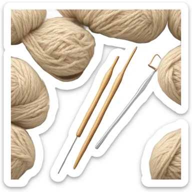 beige skein of yarn and knitting needles sticker