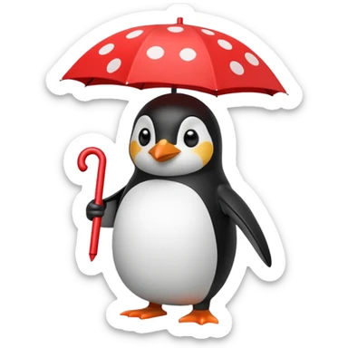 Penguin with red polka-dot umbrella sticker