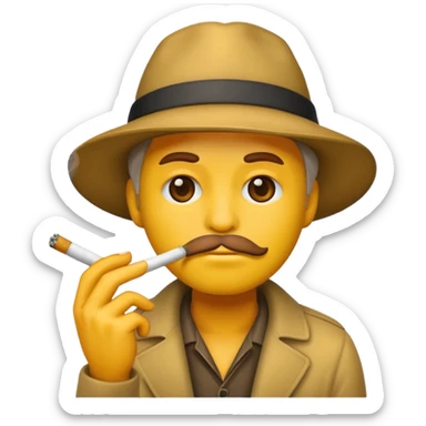 Haggard emoji face smoking a cigarette sticker