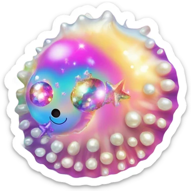 Lisa Frank sparkle sea shell with pearl ￼ sticker