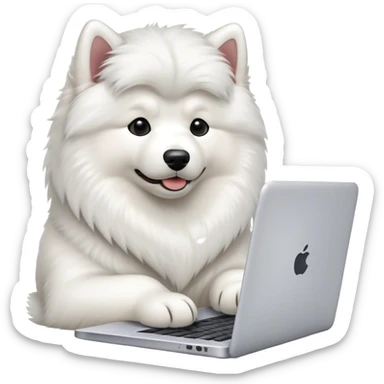 samoyed-working-on-laptop sticker