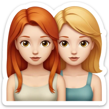 two girls blond girl and redhead girl sticker