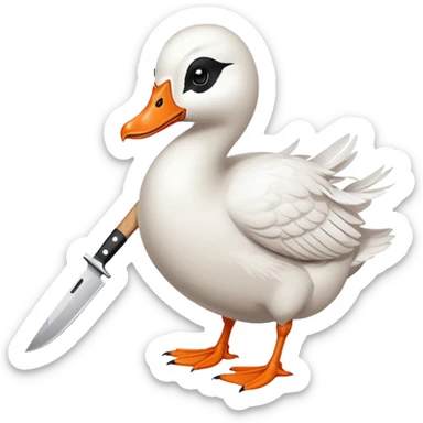 mischievous goose with a knife in its bill, untitled goose game inspired sticker