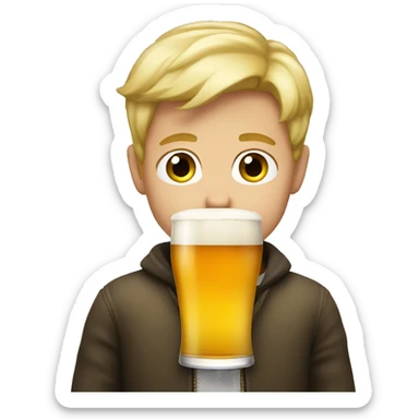 Blonde boy with a pint sticker
