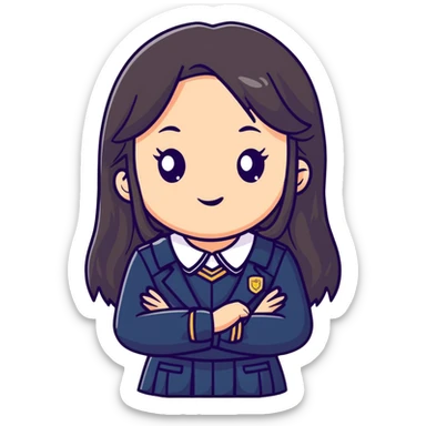 cute cartoon girl with long hair in a school uniform sticker