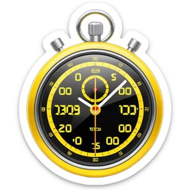 A futuristic stopwatch glowing yellow sticker