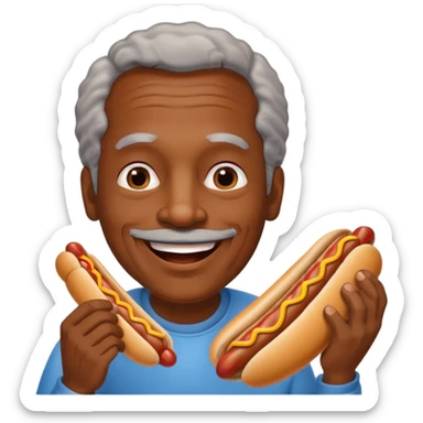 hotdog eating black old man sticker