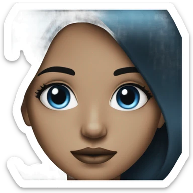 black haired girl portrait with blue eyeshadow sticker