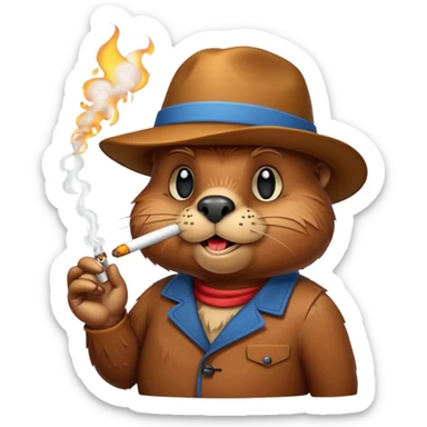 beaver smoking emojis funny sticker