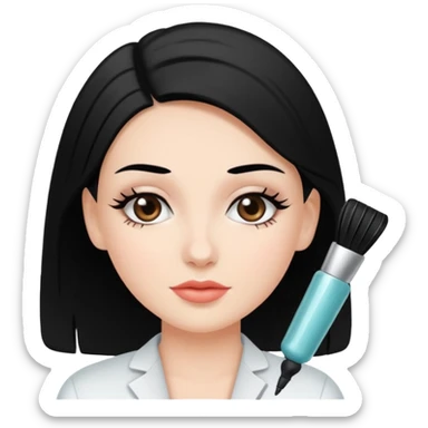 White girl with black hair getting a cosmetology treatment  sticker