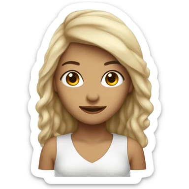 Mulher branca cabelo liso olhos castanhos cabelo preto sorrindo sticker