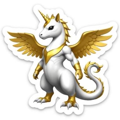 Mega neon unicorn dragon hydra hyper rare golden penguin Golden Divine god angel Omni Black and white Super muscular Buff sigma Gigachad cat full body tuxedo colored  sticker