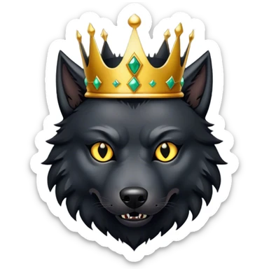 Scary Evil Black Wolf with Gold Crown sticker