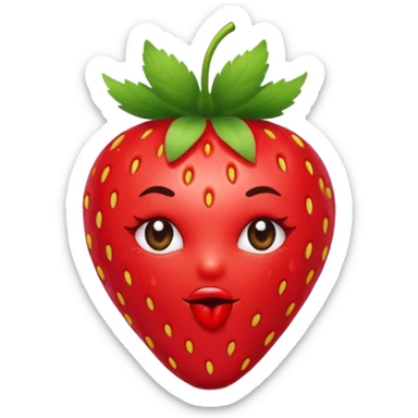 strawberry 🍓 and red kiss 💋 fashioned stylish little emoji for “slay” reaction sticker
