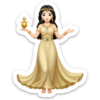 greek goddess black hair full length sticker