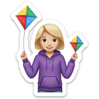 little girl kid holding kite in front of her chest sticker