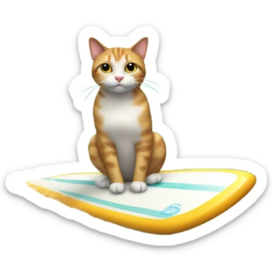 cat on a surf board sticker