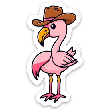Flamingo with cowboy hat sticker